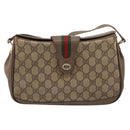 GUCCI GG Supreme Web Sherry Line Bag PVC Beige Gold 116 02 076 Auth bs37680-13