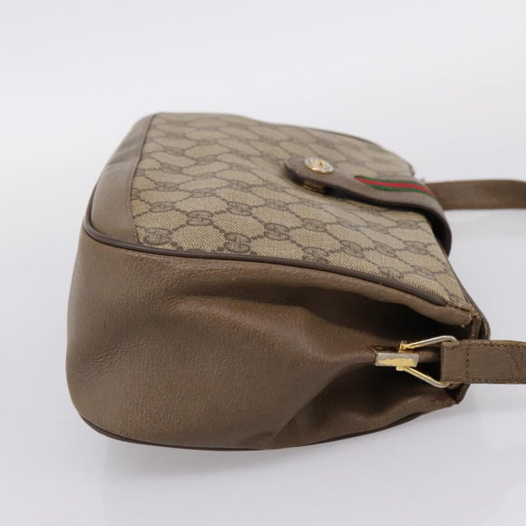 GUCCI GG Supreme Web Sherry Line Bag PVC Beige Gold 116 02 076 Auth bs37680