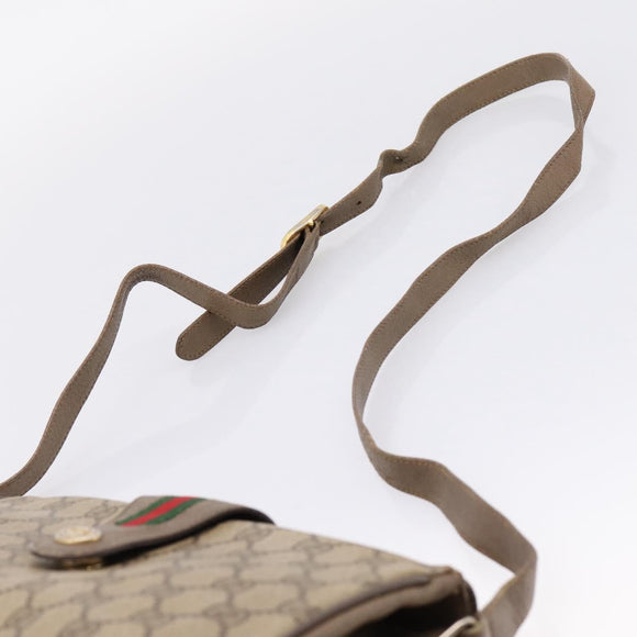 GUCCI GG Supreme Web Sherry Line Bag PVC Beige Gold 116 02 076 Auth bs37680