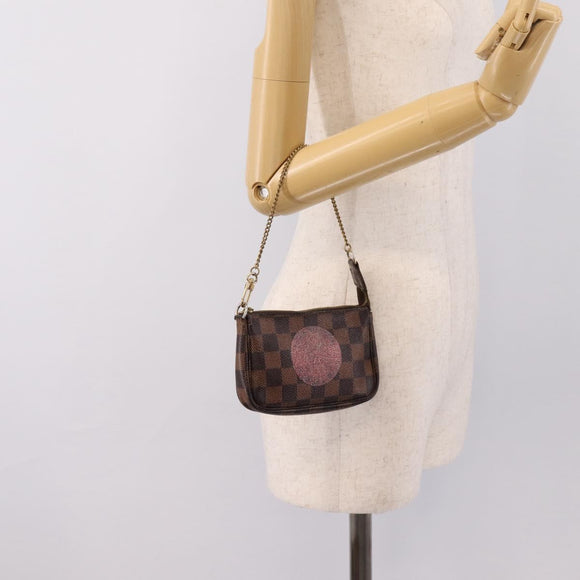LOUIS VUITTON Damier Ebene T&B Mini Pochette Accessoires N58011 LV Auth bs37681