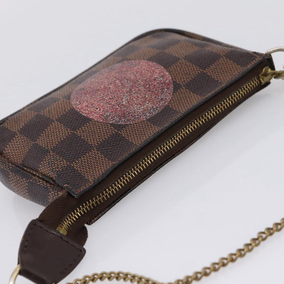LOUIS VUITTON Damier Ebene T&B Mini Pochette Accessoires N58011 LV Auth bs37681