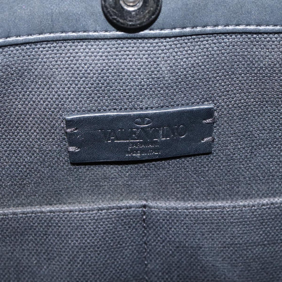 Valentino Tote Bag Canvas Black Silver Auth bs37683