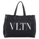 Valentino Tote Bag Canvas Black Silver Auth bs37683-13