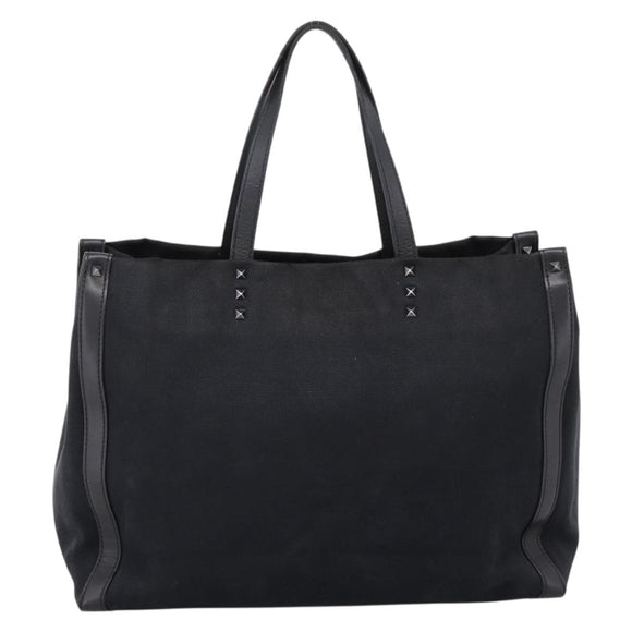 Valentino Tote Bag Canvas Black Silver Auth bs37683