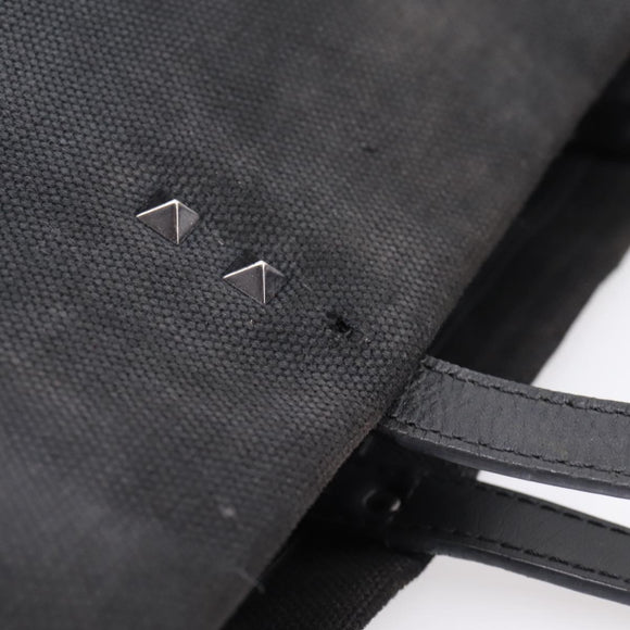 Valentino Tote Bag Canvas Black Silver Auth bs37683