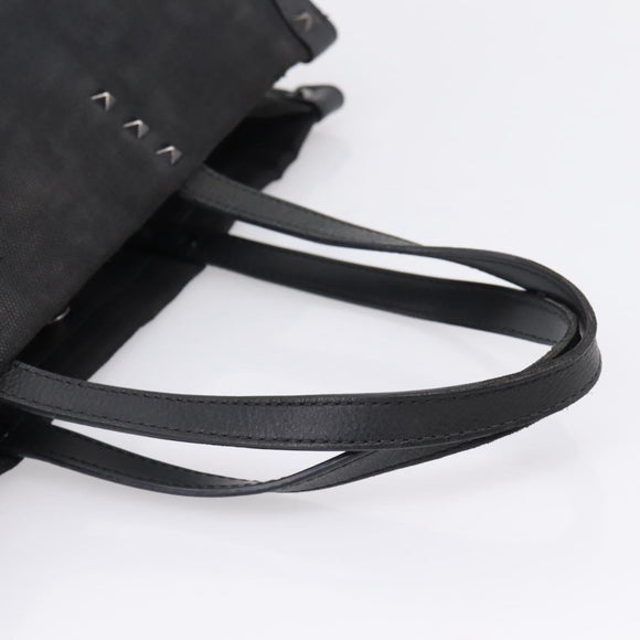 Valentino Tote Bag Canvas Black Silver Auth bs37683