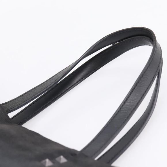 Valentino Tote Bag Canvas Black Silver Auth bs37683