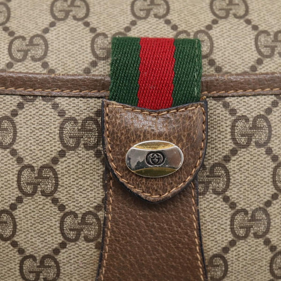 GUCCI GG Supreme Web Sherry Line Bag PVC Beige Gold 89 02 032 Auth bs37687