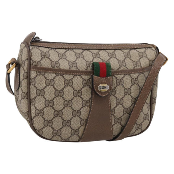 GUCCI GG Supreme Web Sherry Line Bag PVC Beige Gold 89 02 032 Auth bs37687