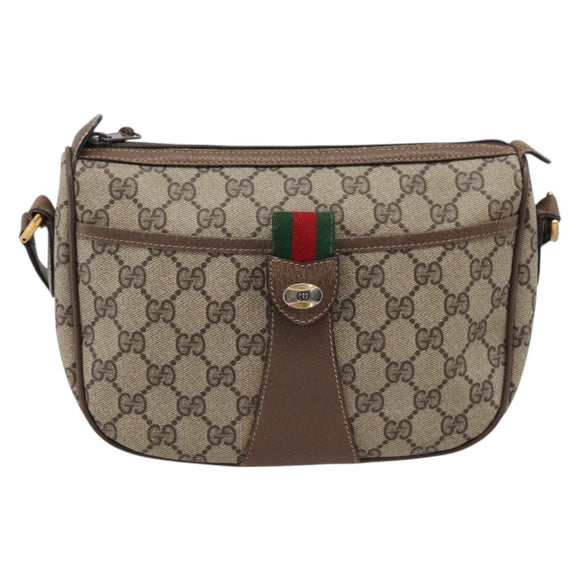 GUCCI GG Supreme Web Sherry Line Bag PVC Beige Gold 89 02 032 Auth bs37687
