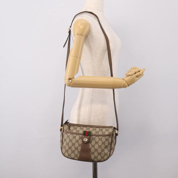GUCCI GG Supreme Web Sherry Line Bag PVC Beige Gold 89 02 032 Auth bs37687