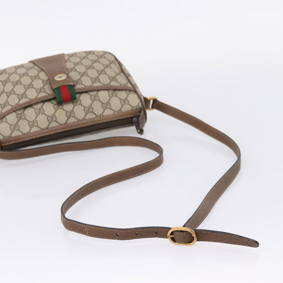 GUCCI GG Supreme Web Sherry Line Bag PVC Beige Gold 89 02 032 Auth bs37687
