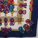 HERMES Carre 90 Scarf ”LES RUBANS DU CHEVAL” Silk Blue Auth bs37692-10