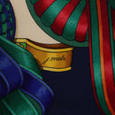 HERMES Carre 90 Scarf ”LES RUBANS DU CHEVAL” Silk Blue Auth bs37692-11