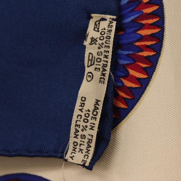 HERMES Carre 90 Scarf ”LES RUBANS DU CHEVAL” Silk Blue Auth bs37692