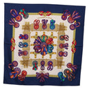 HERMES Carre 90 Scarf ”LES RUBANS DU CHEVAL” Silk Blue Auth bs37692-1