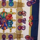 HERMES Carre 90 Scarf ”LES RUBANS DU CHEVAL” Silk Blue Auth bs37692-7