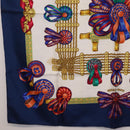 HERMES Carre 90 Scarf ”LES RUBANS DU CHEVAL” Silk Blue Auth bs37692-8