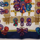 HERMES Carre 90 Scarf ”LES RUBANS DU CHEVAL” Silk Blue Auth bs37692-9