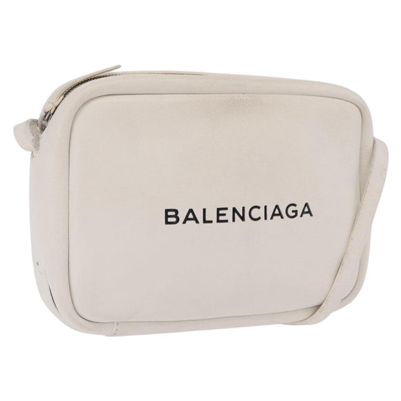 Balenciaga Shoulder Bag Leather White Silver 489812 Auth bs37703