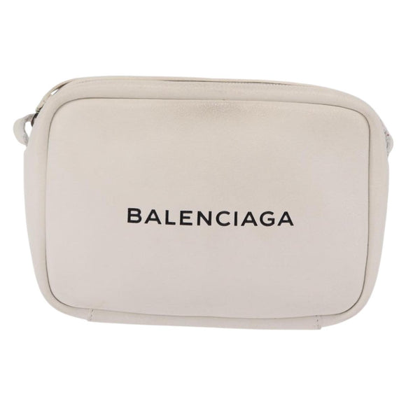 Balenciaga Shoulder Bag Leather White Silver 489812 Auth bs37703