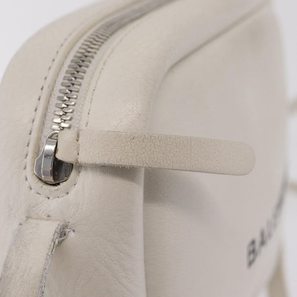 Balenciaga Shoulder Bag Leather White Silver 489812 Auth bs37703