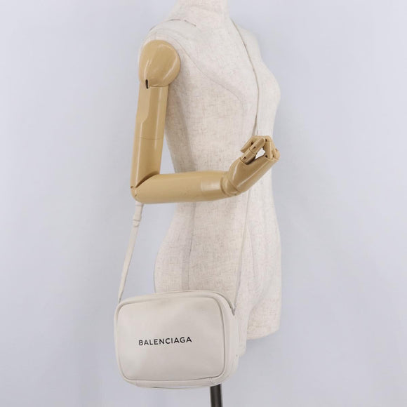 Balenciaga Shoulder Bag Leather White Silver 489812 Auth bs37703
