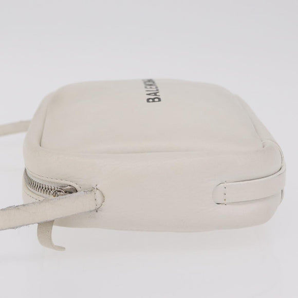 Balenciaga Shoulder Bag Leather White Silver 489812 Auth bs37703