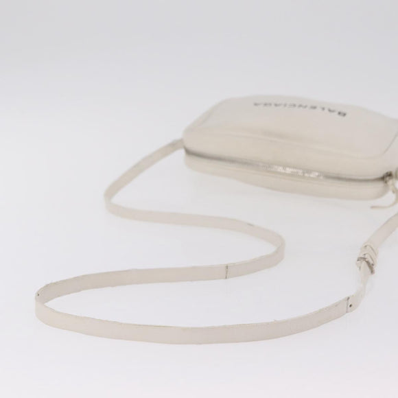 Balenciaga Shoulder Bag Leather White Silver 489812 Auth bs37703