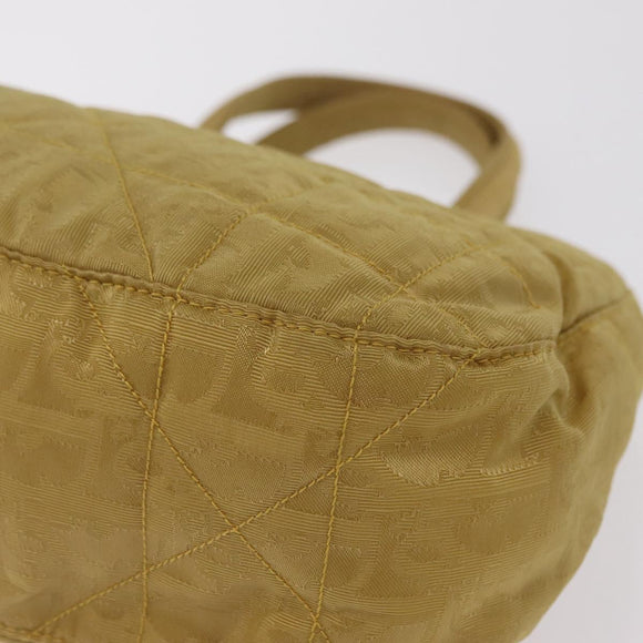 Christian Dior Hand Bag Nylon Beige Silver Auth bs37705