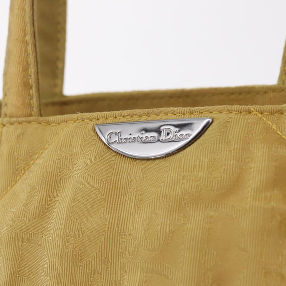 Christian Dior Hand Bag Nylon Beige Silver Auth bs37705