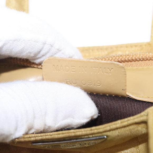 Christian Dior Hand Bag Nylon Beige Silver Auth bs37705