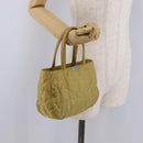 Christian Dior Hand Bag Nylon Beige Silver Auth bs37705-26