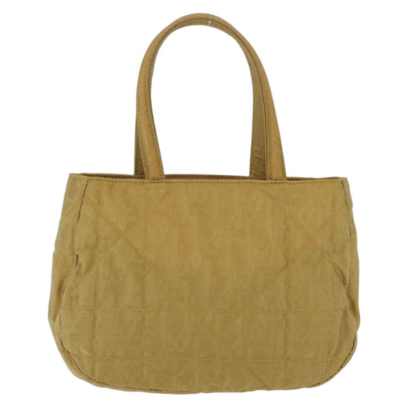 Christian Dior Hand Bag Nylon Beige Silver Auth bs37705