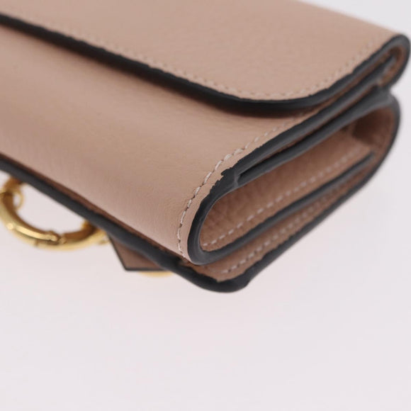 Chloe Alphabet Trifold Wallet Leather Pink Gold Auth bs37708V