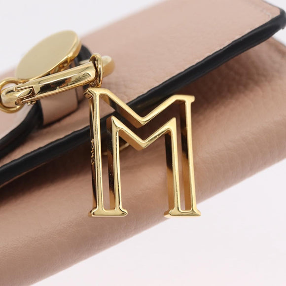Chloe Alphabet Trifold Wallet Leather Pink Gold Auth bs37708V