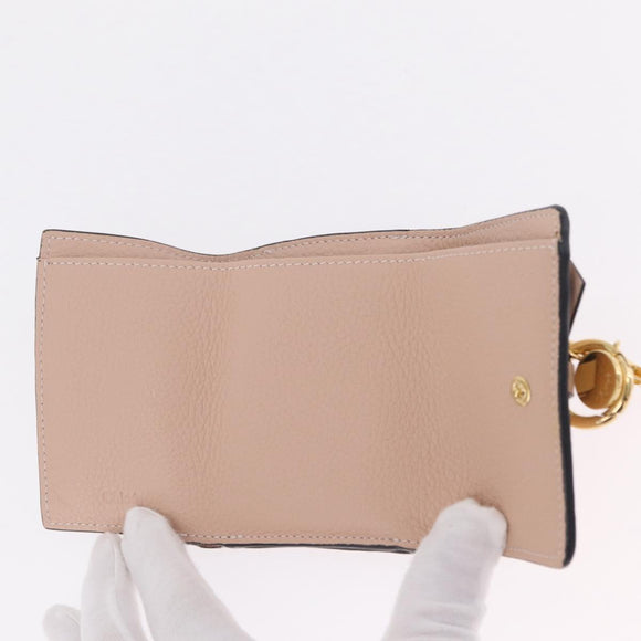 Chloe Alphabet Trifold Wallet Leather Pink Gold Auth bs37708V
