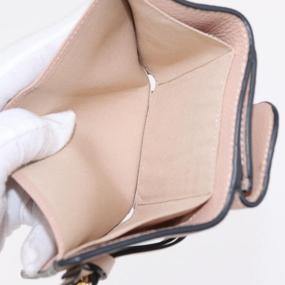 Chloe Alphabet Trifold Wallet Leather Pink Gold Auth bs37708V