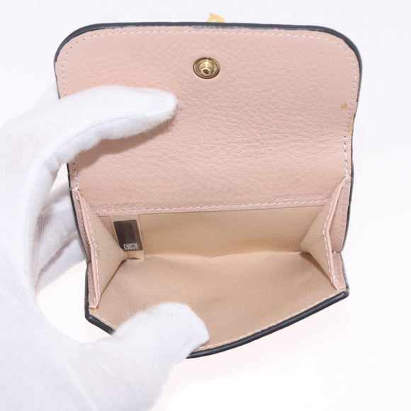 Chloe Alphabet Trifold Wallet Leather Pink Gold Auth bs37708V