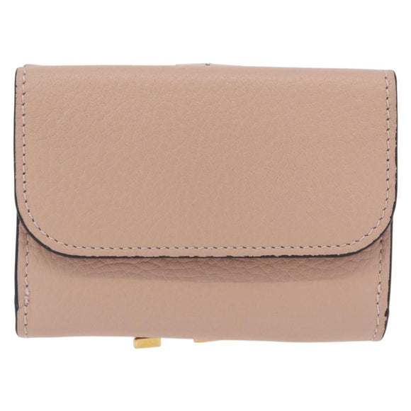 Chloe Alphabet Trifold Wallet Leather Pink Gold Auth bs37708V