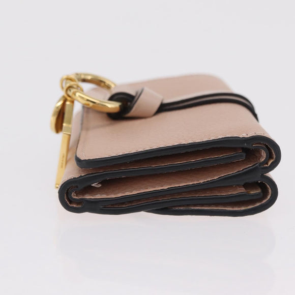 Chloe Alphabet Trifold Wallet Leather Pink Gold Auth bs37708V