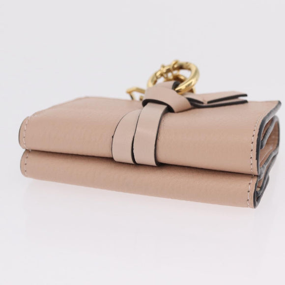 Chloe Alphabet Trifold Wallet Leather Pink Gold Auth bs37708V