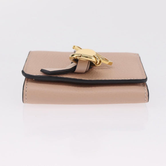 Chloe Alphabet Trifold Wallet Leather Pink Gold Auth bs37708V