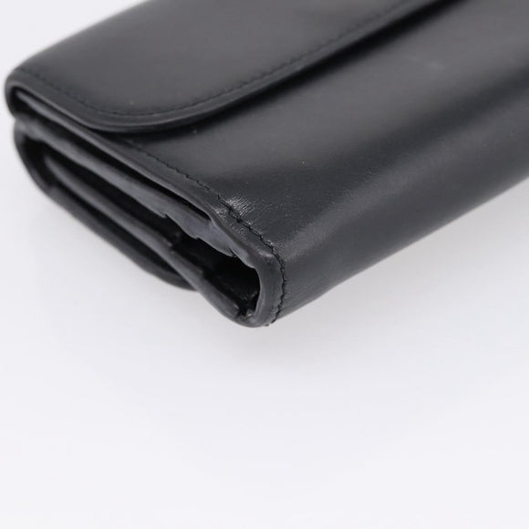 Chloe C Trifold Wallet Leather Black Gold Auth bs37709A