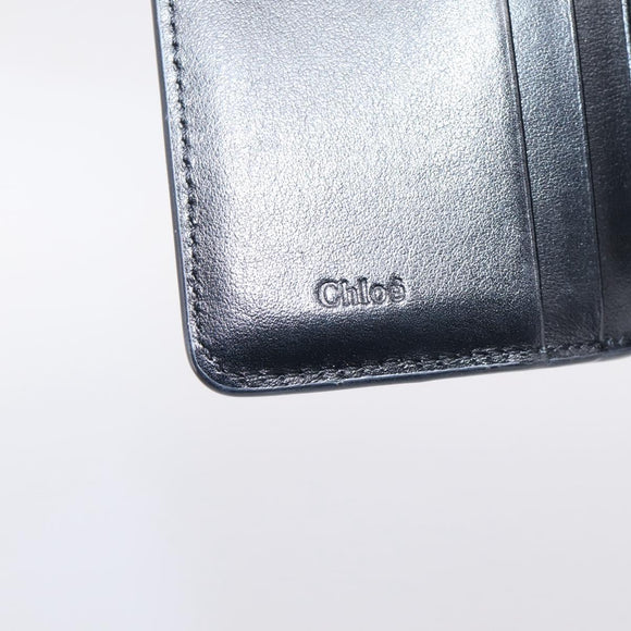 Chloe C Trifold Wallet Leather Black Gold Auth bs37709A