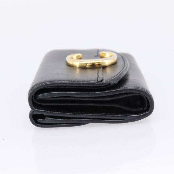 Chloe C Trifold Wallet Leather Black Gold Auth bs37709A