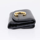 Chloe C Trifold Wallet Leather Black Gold Auth bs37709A-5