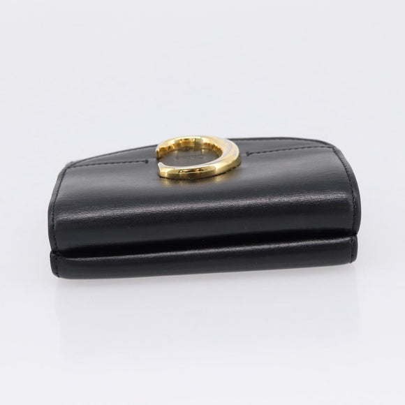 Chloe C Trifold Wallet Leather Black Gold Auth bs37709A
