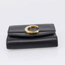 Chloe C Trifold Wallet Leather Black Gold Auth bs37709A-7