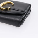 Chloe C Trifold Wallet Leather Black Gold Auth bs37709A-8